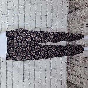 Ann Taylor Loft Mid Rise Chino Straight Leg Cuffed Hem Cropped Capri Pants Navy
